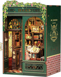 DIY Book Nook Kit, Owl Bookstore Miniature Dollhouse Bookend, Wooden 3D Puzzle Book Corner with LED Light, Handmade Mini House Model Kit for Bookshelf Decor, Gift for Adults & Teens