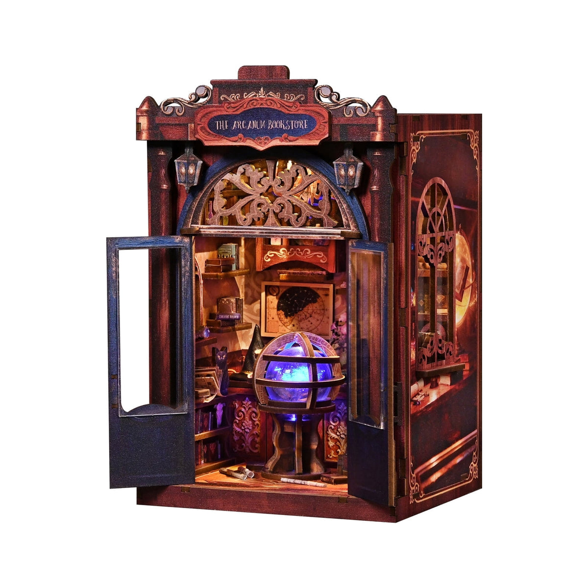 DIY Book Nook Kit with LED Light, Fantasy Wonderland Fold-Out Storybook Diorama, 3D Wooden Puzzle Bookshelf Decor Gift for Adults Teens