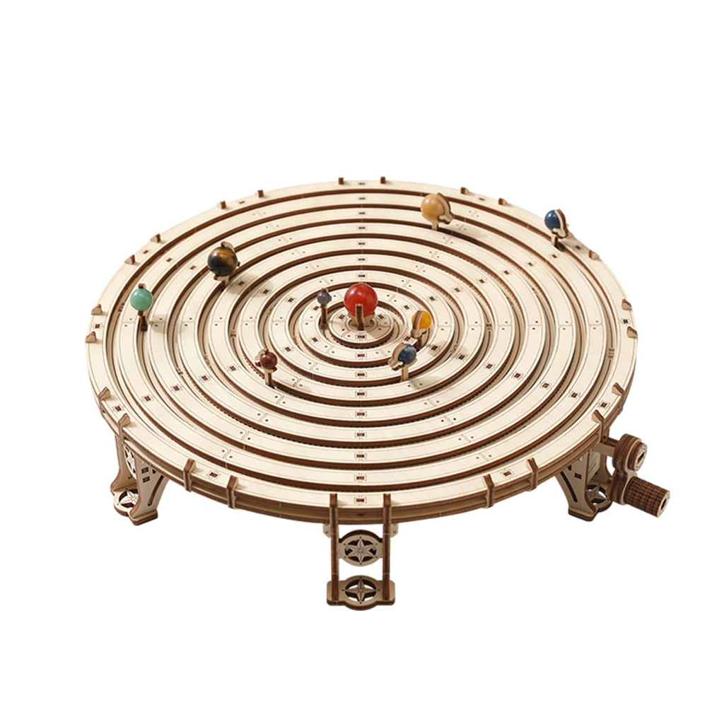 DIY Mechanical Orrery Solar System 3D Wooden Puzzle Kit, 413PCS Planetary Gear DIY Assembly Craft Model with Hand Crank, Rotating Planet Display for Home and Office