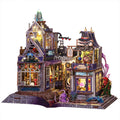 DIY Miniature House Kit, 3D Wooden Puzzle Magic Castle Street Scene Model Kit with Touch Light, Handcrafted Miniature Fairy Tale House for Adults