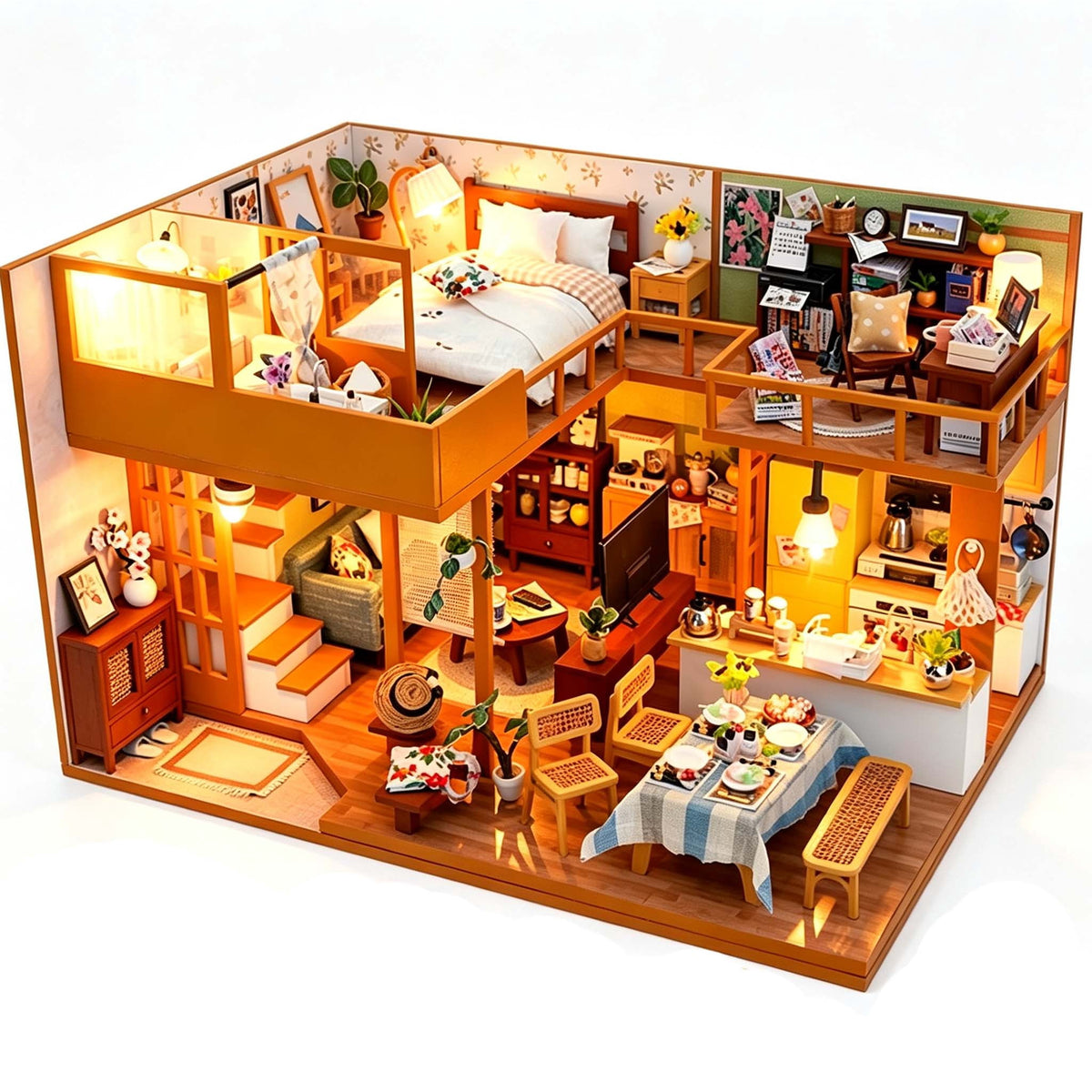 DIY Miniature House Kit, Mini Dollhouse Architectural Model, 3D Puzzles for Adults and Teens, Gifts for Friend and Parents