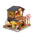 DIY Vintage Japanese Sushi Shop 3D Wooden Building Model Kit, 200+ PCS Miniature House Puzzle, Creative Handcrafted Display Gift for Adults
