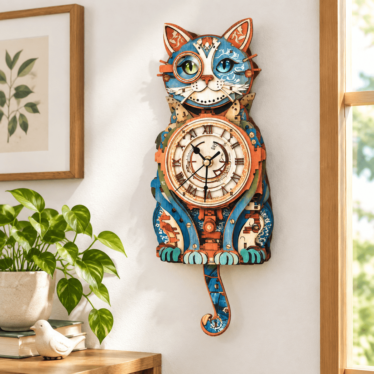 Fire Phoenix Wooden 3D Puzzle Clock DIY Model Kit for Adults