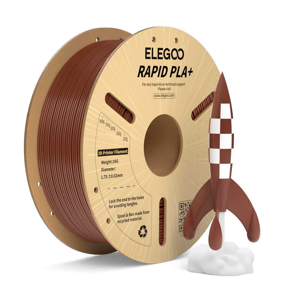 ELEGOO Rapid PLA Plus 3D Printer Filament 1.75mm Brown 1KG