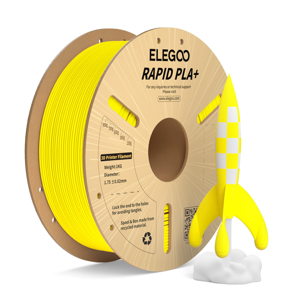 ELEGOO Rapid PLA Plus 3D Printer Filament 1.75mm Brown 1KG