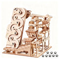 Electric Marble Run DIY Wooden 3D Puzzle Kit, Battery‑Powered Marble Track Model Building Kit for Teens & Adults 14+
