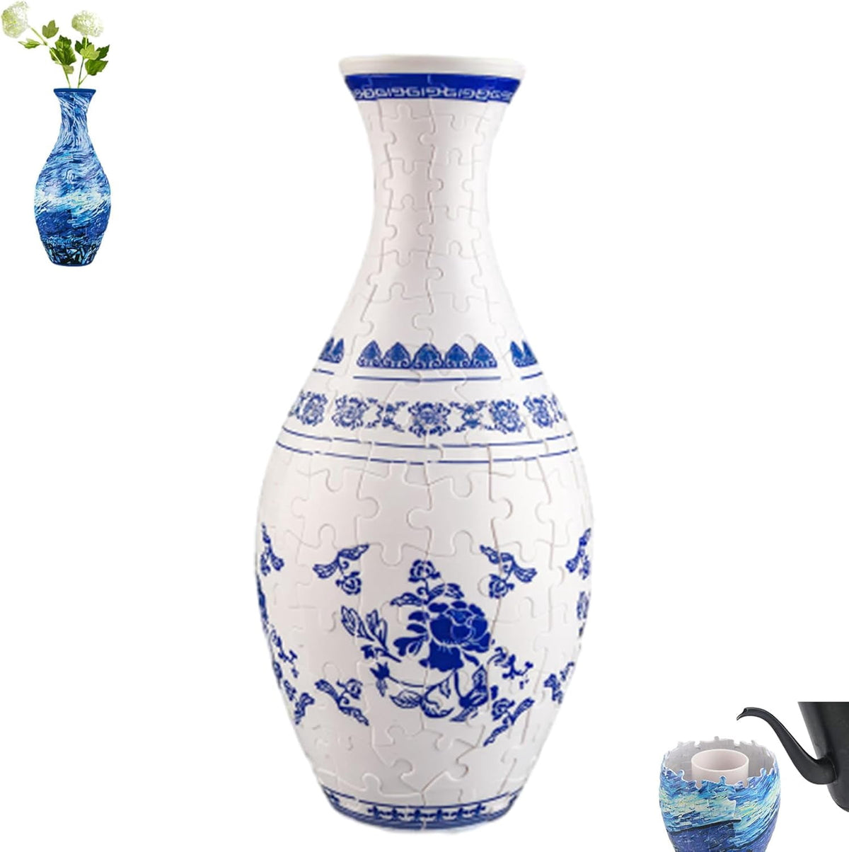 Emboadlie/Presumablyi/Minutetiny 3D Puzzle Vase, 3D Flower Vase Puzzle for Adults, 160 Pieces, Unique Art for Living Room, Office Decoration, House Warming Gift (B)