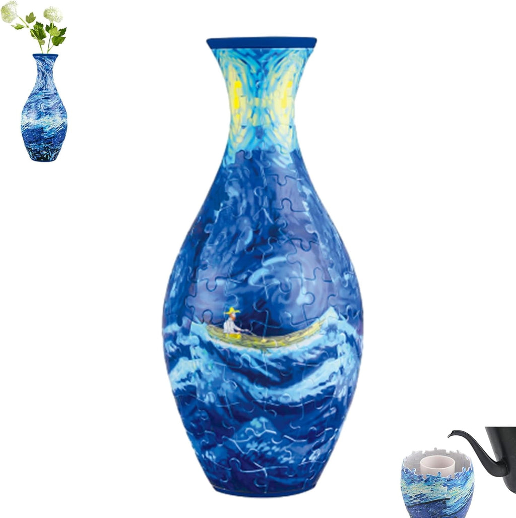 Emboadlie/Presumablyi/Minutetiny 3D Puzzle Vase, 3D Flower Vase Puzzle for Adults, 160 Pieces, Unique Art for Living Room, Office Decoration, House Warming Gift (B)