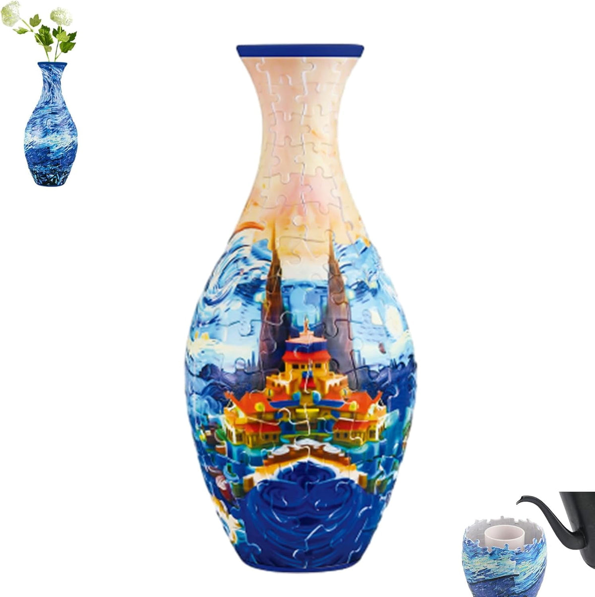 Emboadlie/Presumablyi/Minutetiny 3D Puzzle Vase, 3D Flower Vase Puzzle for Adults, 160 Pieces, Unique Art for Living Room, Office Decoration, House Warming Gift (B)
