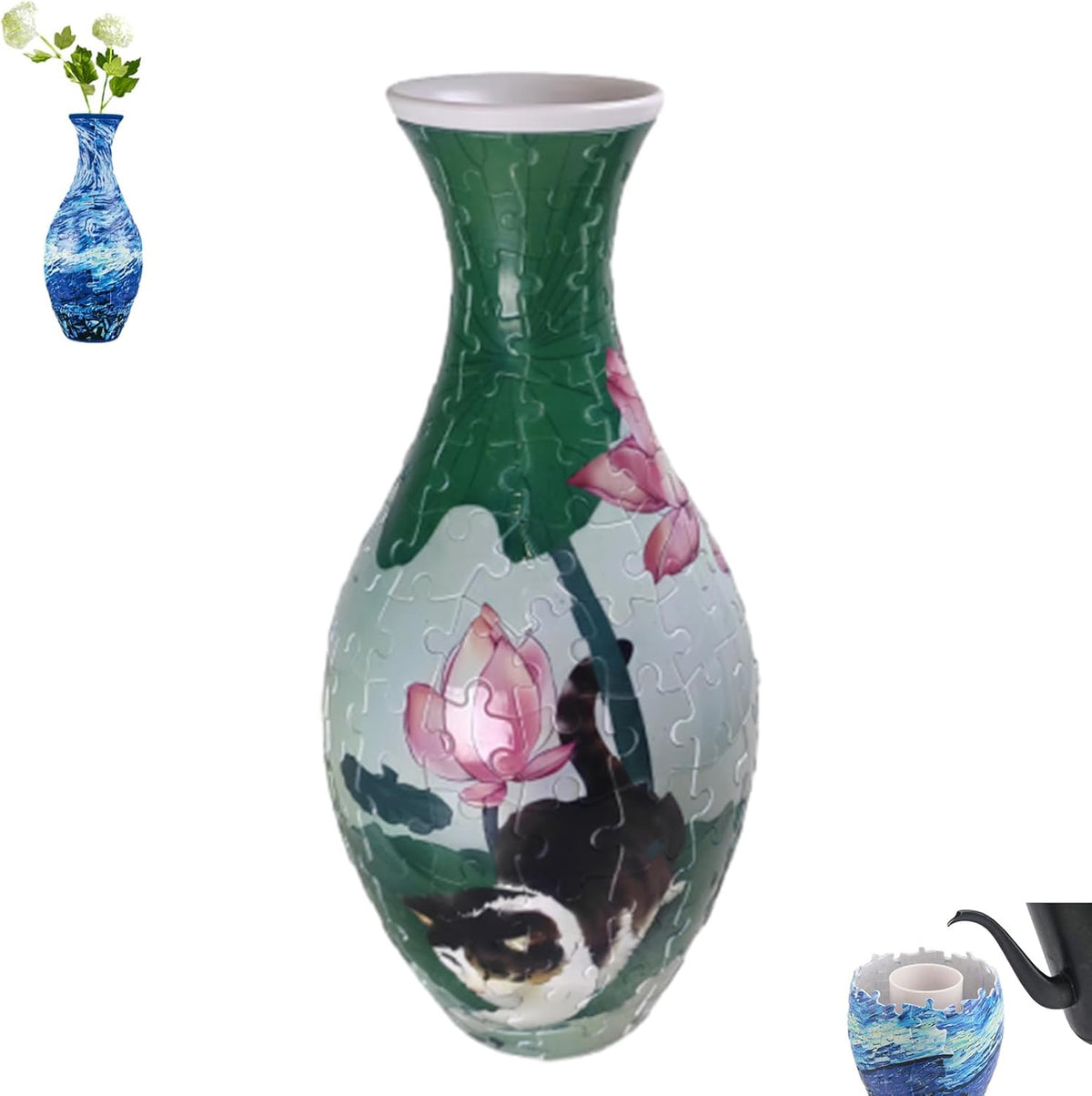 Emboadlie/Presumablyi/Minutetiny 3D Puzzle Vase, 3D Flower Vase Puzzle for Adults, 160 Pieces, Unique Art for Living Room, Office Decoration, House Warming Gift (B)