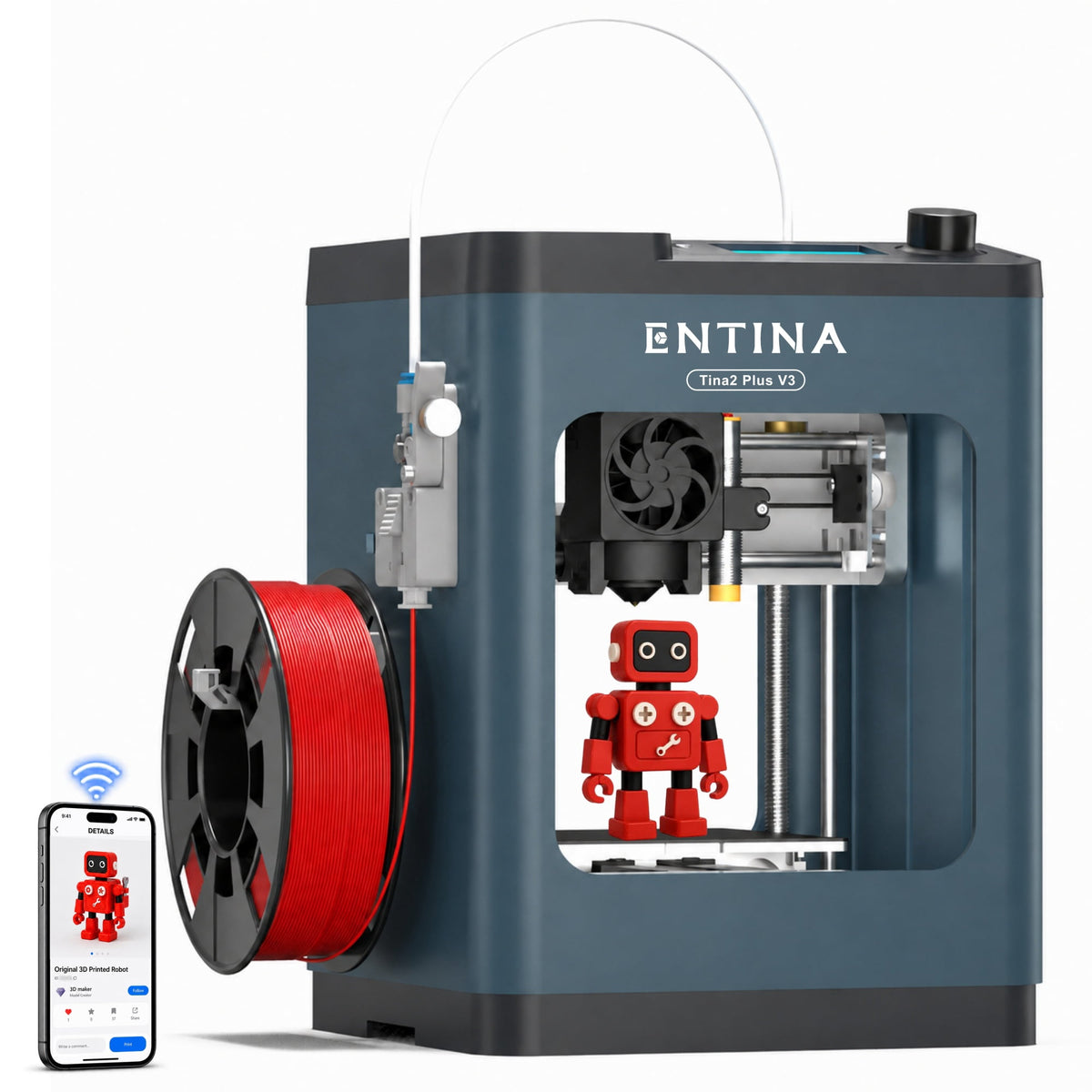 Entina Desktop 3D Printer Tina2S, Wi-Fi Control Auto Leveling Heated Plate for Beginners STEM DIY