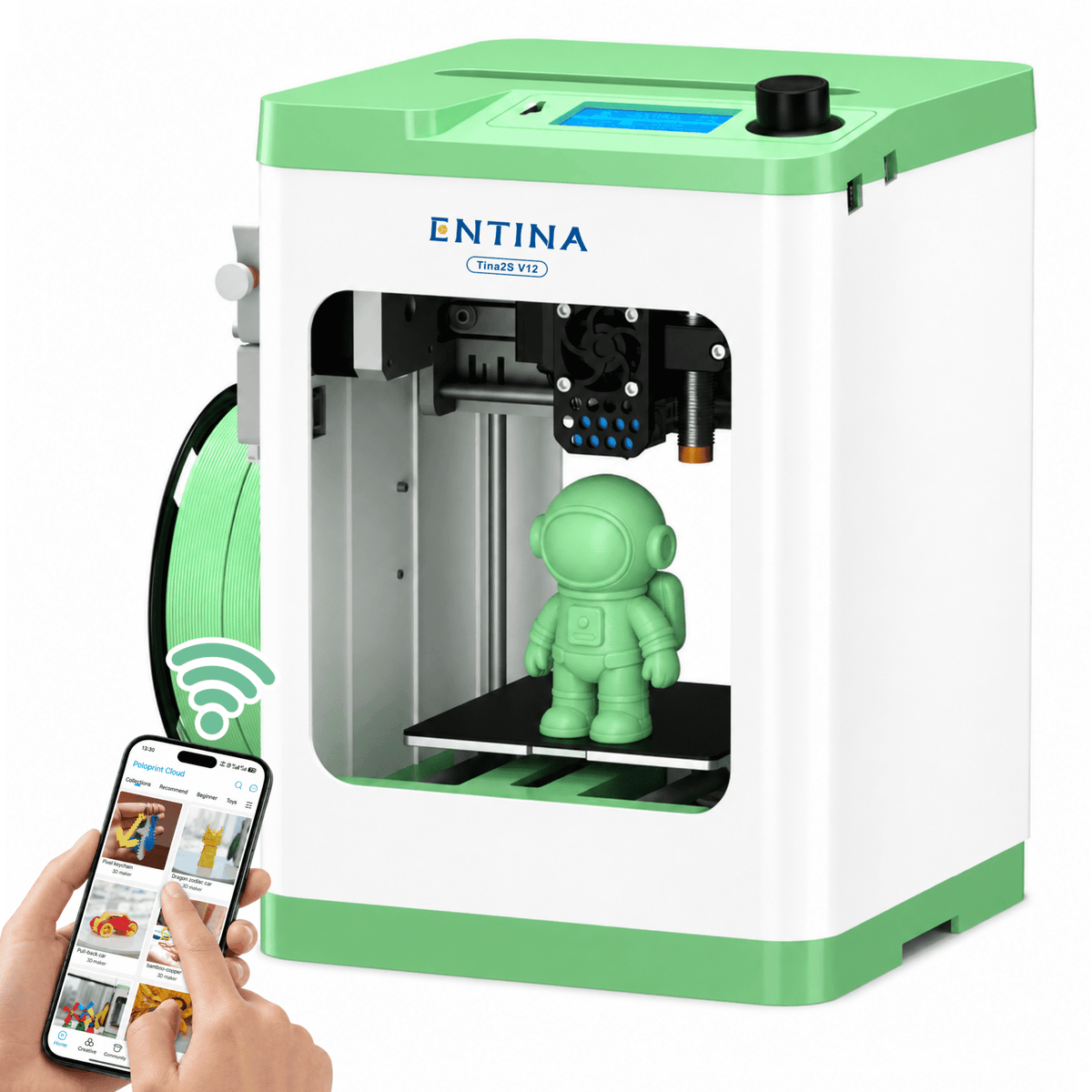 Entina 3D Printer, Tina2 Plus Fully Assembled Desktop 3D Printer with Auto Leveling and App Control for Beginners, Makers & DIY Projects