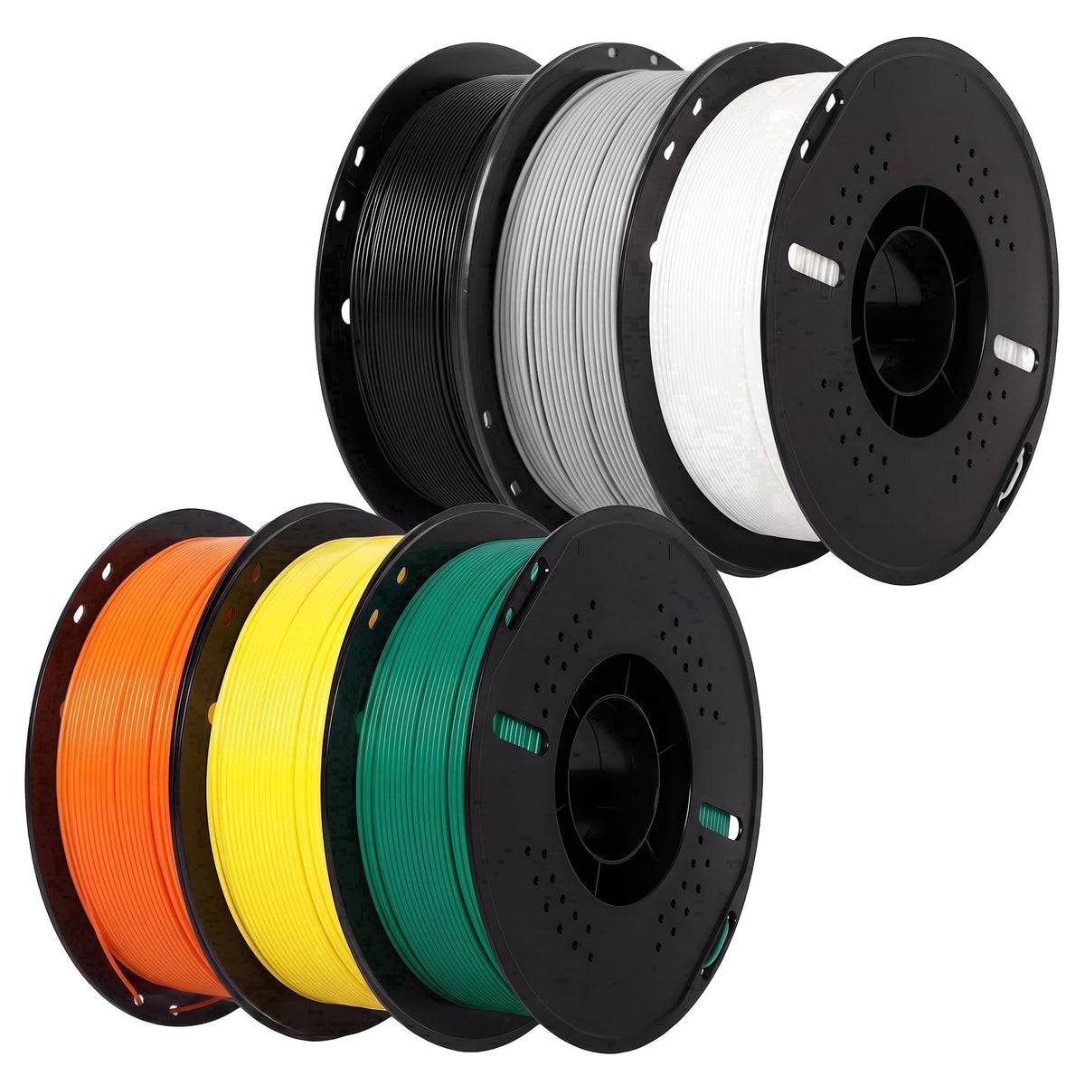 Epelay 6kg PLA+ 3D Printer Filament Bundle, Black, White, Gray, Orange, Yellow & Green, 6 x 1kg Spools, 1.75mm, Compatible with Most FDM 3D Printers