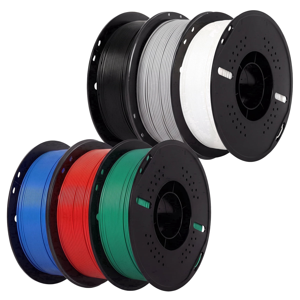 Epelay 6kg PLA+ 3D Printer Filament Bundle, Black, White, Gray, Orange, Yellow & Green, 6 x 1kg Spools, 1.75mm, Compatible with Most FDM 3D Printers