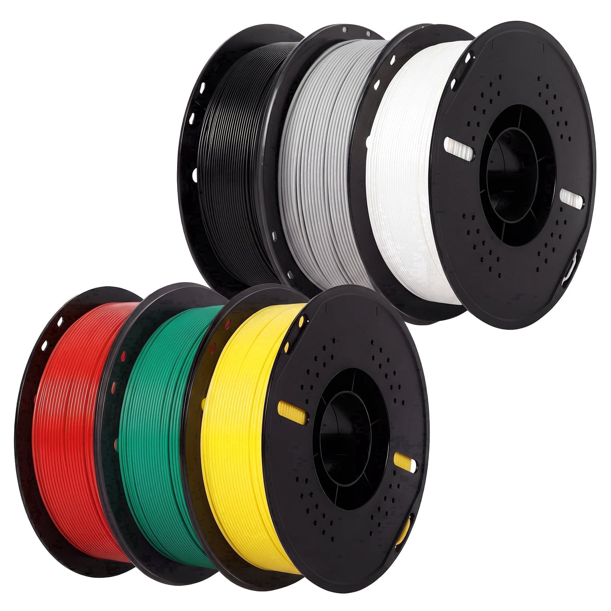 Epelay 6kg PLA+ 3D Printer Filament Bundle, Black, White, Gray, Orange, Yellow & Green, 6 x 1kg Spools, 1.75mm, Compatible with Most FDM 3D Printers
