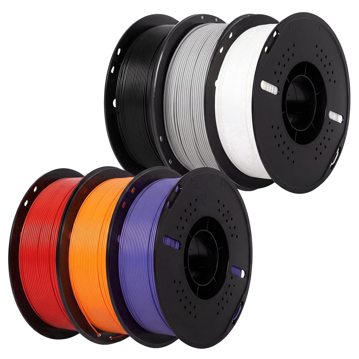 Epelay 6kg PLA+ 3D Printer Filament Bundle, Black, White, Gray, Orange, Yellow & Green, 6 x 1kg Spools, 1.75mm, Compatible with Most FDM 3D Printers