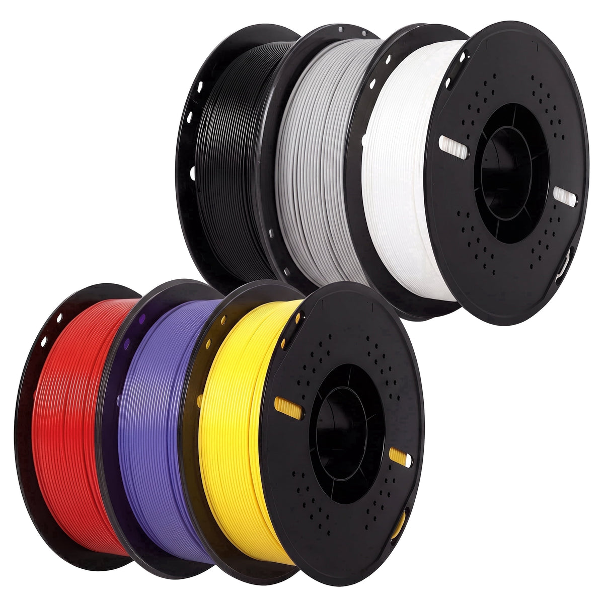 Epelay 6kg PLA+ 3D Printer Filament Bundle, Black, White, Gray, Orange, Yellow & Green, 6 x 1kg Spools, 1.75mm, Compatible with Most FDM 3D Printers