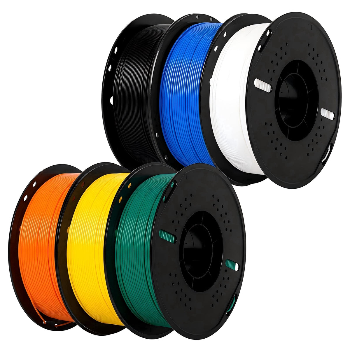 Epelay 6kg PLA+ 3D Printer Filament Bundle, Black, White, Gray, Orange, Yellow & Green, 6 x 1kg Spools, 1.75mm, Compatible with Most FDM 3D Printers