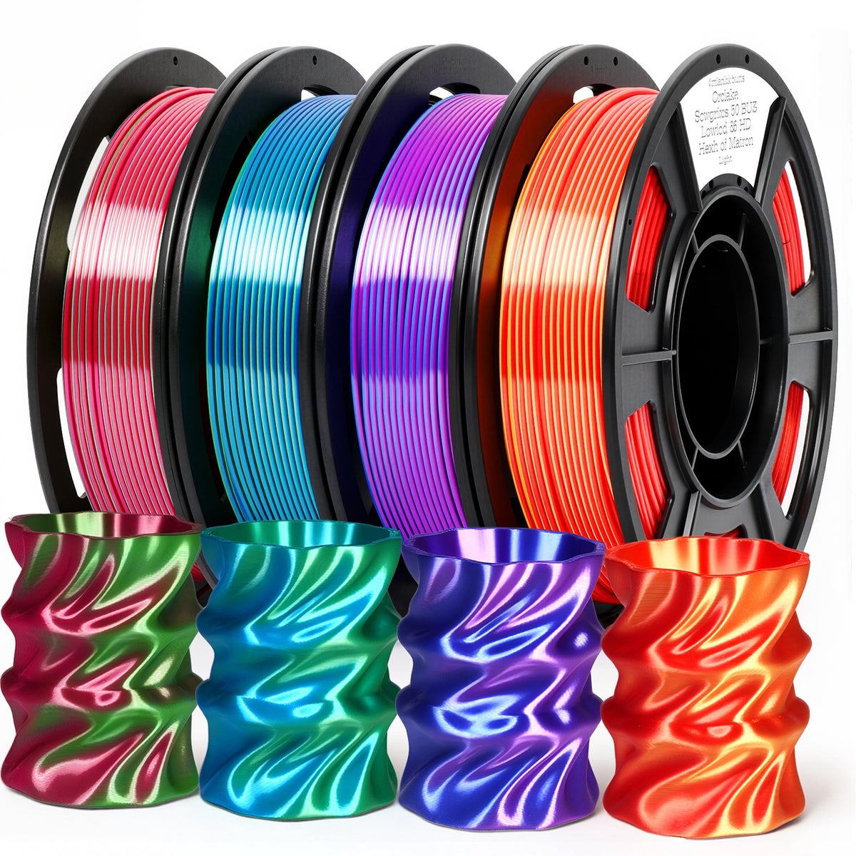 Epelay PLA 3D Printer Filament, 1.75mm, Dual Color Shiny Blue Series, 4 x 250g Bundle, Compatible with FDM Printers