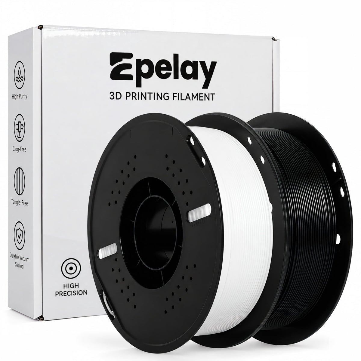 Epelay PLA Plus 3D Printer Filament, 1.75mm, 1kg Spool, White, Compatible with Most FDM Printers