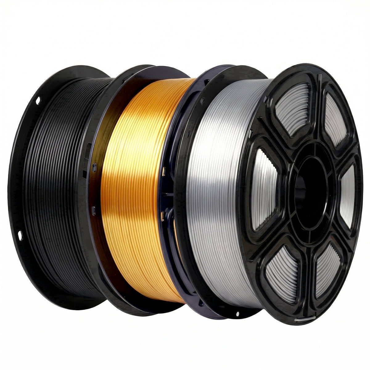 Epelay PLA Plus 3D Printer Filament, 1.75mm, 3 x 1kg Spools, Black, White & Gray, Compatible with Most FDM Printers