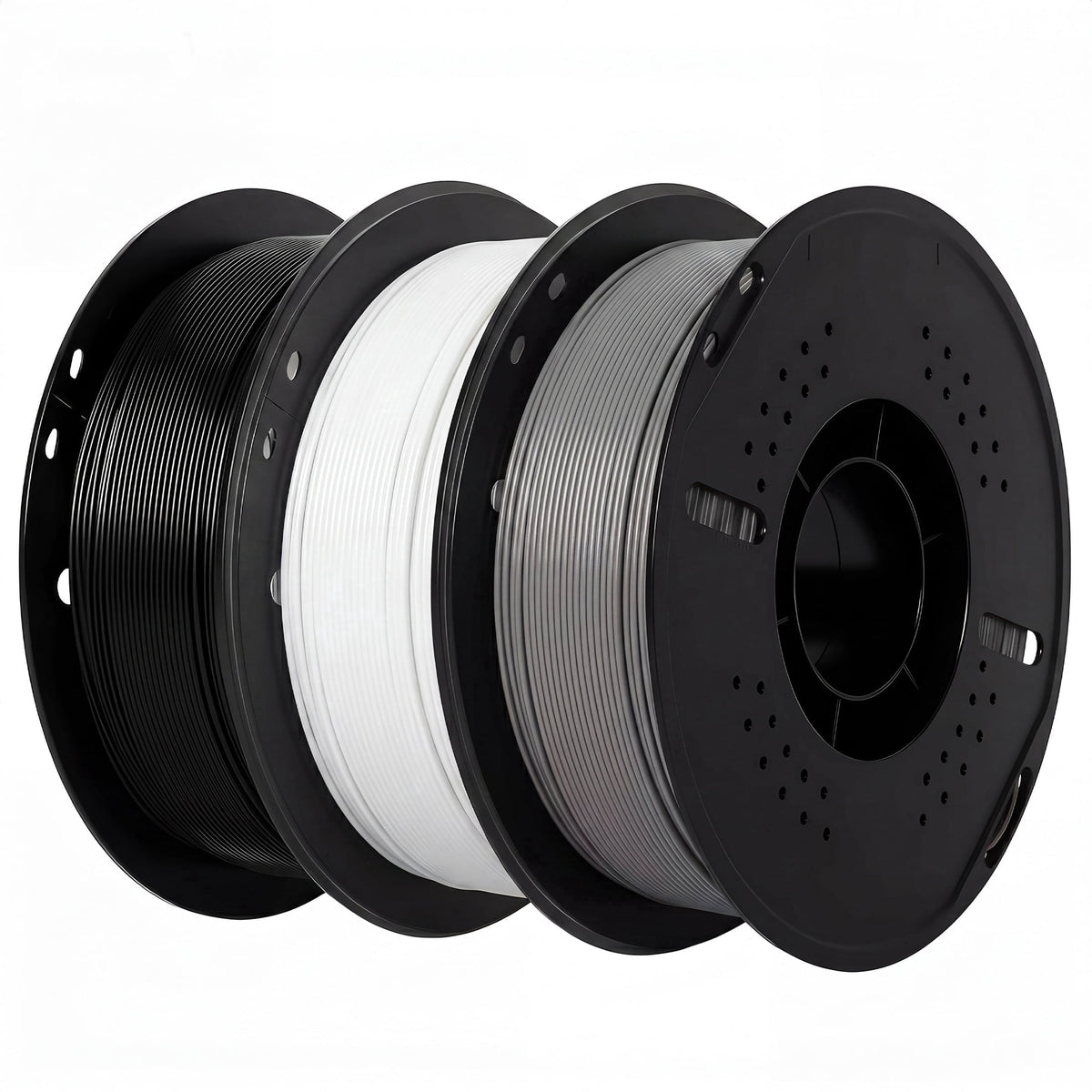 Epelay PLA Plus 3D Printer Filament, 1.75mm, 3 x 1kg Spools, Black, White & Gray, Compatible with Most FDM Printers