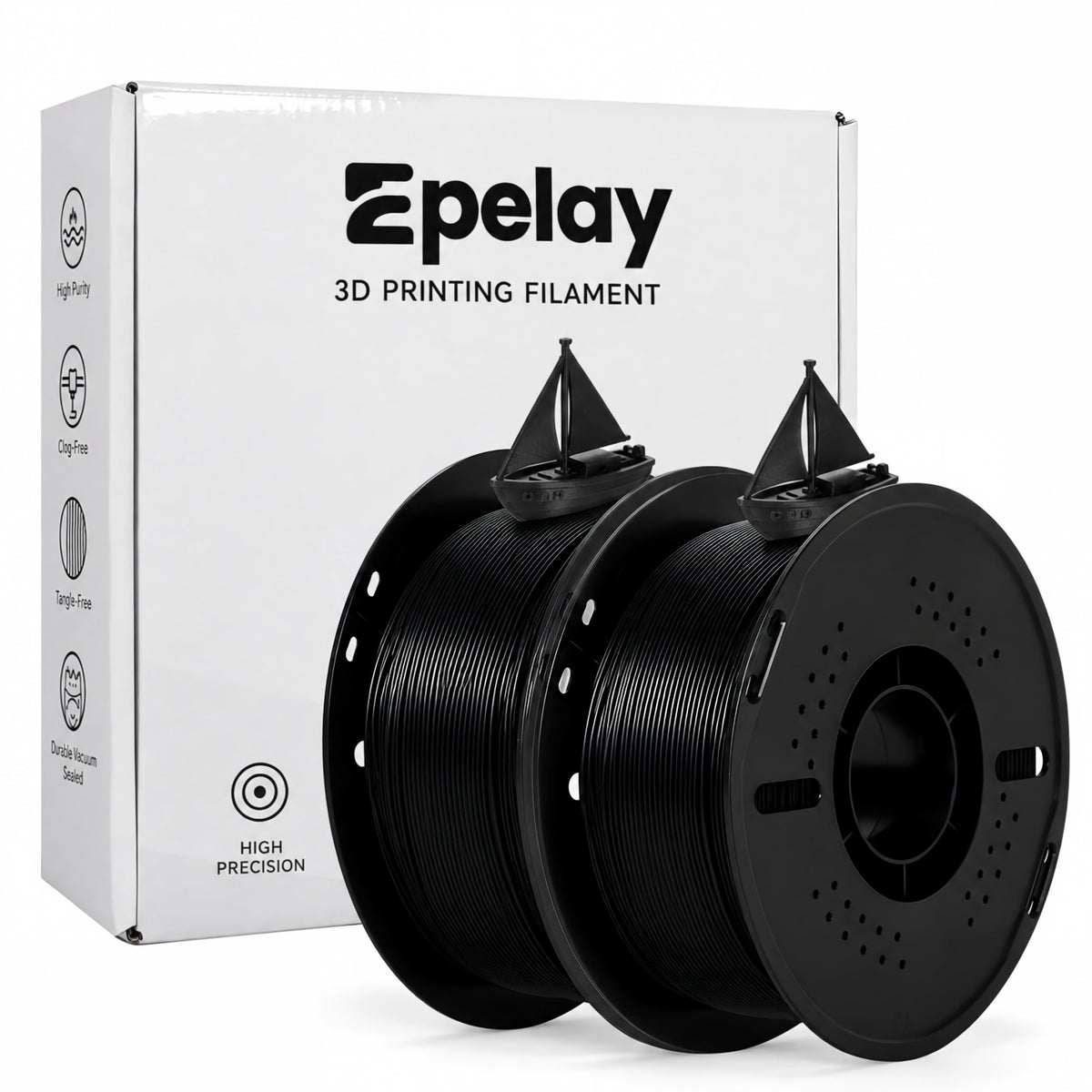 Epelay PLA Plus 3D Printer Filament, 1.75mm, 1kg Spool, Black, Compatible with Most FDM Printers