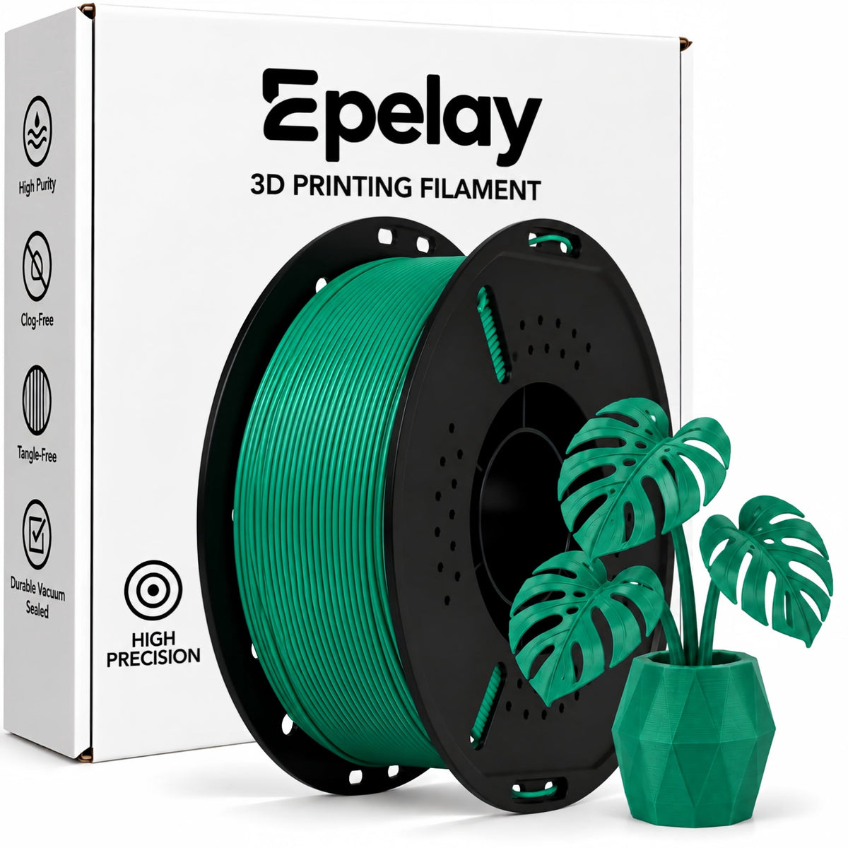 Epelay PLA Plus 3D Printer Filament, 1.75mm, 1kg Spool, White, Compatible with Most FDM Printers