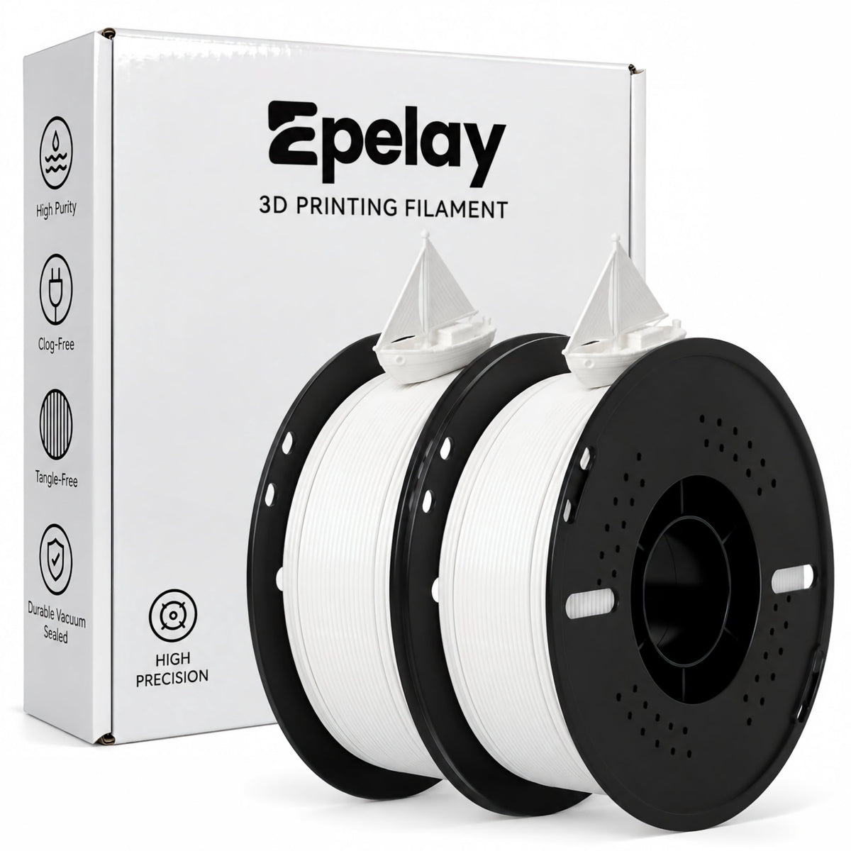 Epelay PLA Plus 3D Printer Filament, 1.75mm, 1kg Spool, Black, Compatible with Most FDM Printers