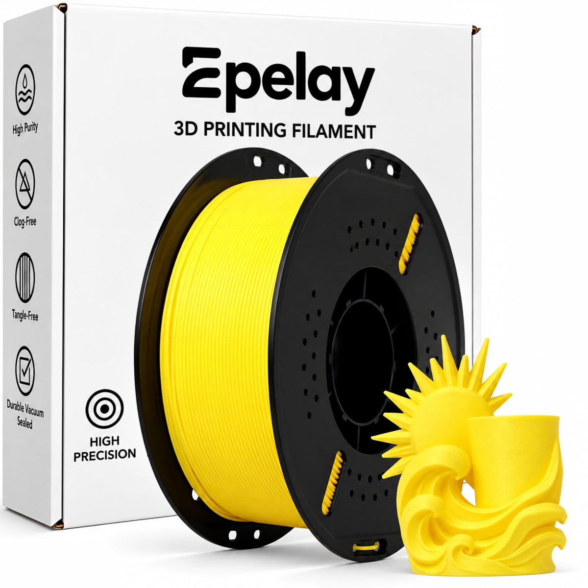 Epelay PLA Plus 3D Printer Filament, 1.75mm, 1kg Spool, Black, Compatible with Most FDM Printers