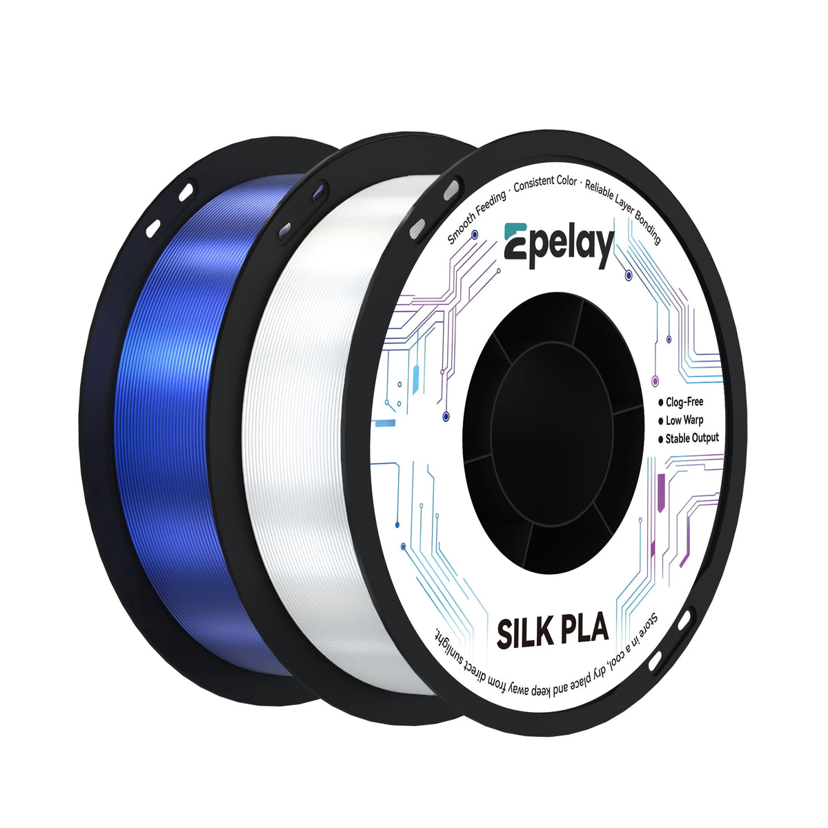 Epelay Silk PLA Plus 3D Printer Filament 1.75mm, Shiny Silver Finish, 1kg Spool, Strong Layer Adhesion, Smooth & Glossy Prints, Fits Most FDM Printers