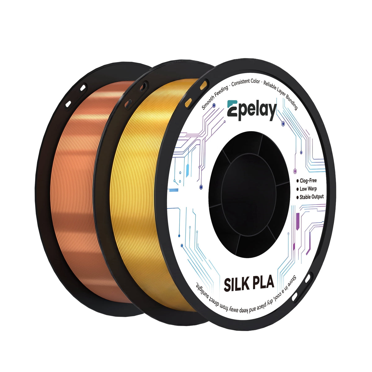 Epelay Silk PLA Plus 3D Printer Filament 1.75mm, Shiny Silver Finish, 1kg Spool, Strong Layer Adhesion, Smooth & Glossy Prints, Fits Most FDM Printers