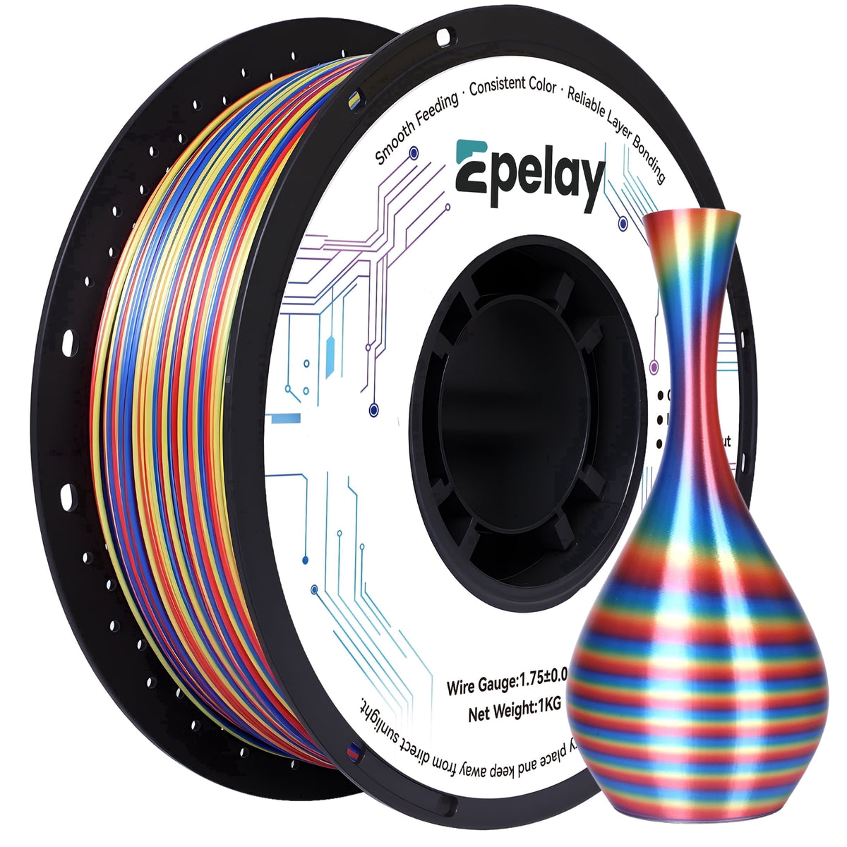 Epelay PLA Plus 3D Printer Filament, 1.75mm, 1kg Spool, Black, Compatible with Most FDM Printers