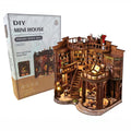 Feuymoent DIY Miniature Dollhouse Book Nook Kit, 3D Wooden Puzzle Book Nook Craft Bookshelf Decor, Adult Craft Kits Gift with Led Light