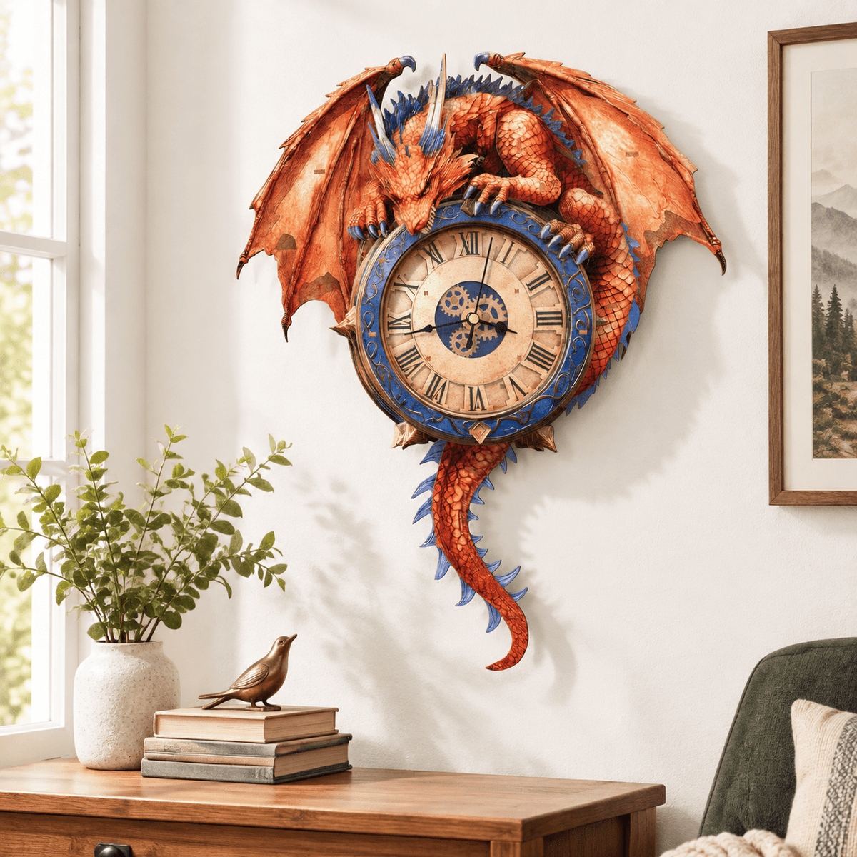 Fire Phoenix Wooden 3D Puzzle Clock DIY Model Kit for Adults