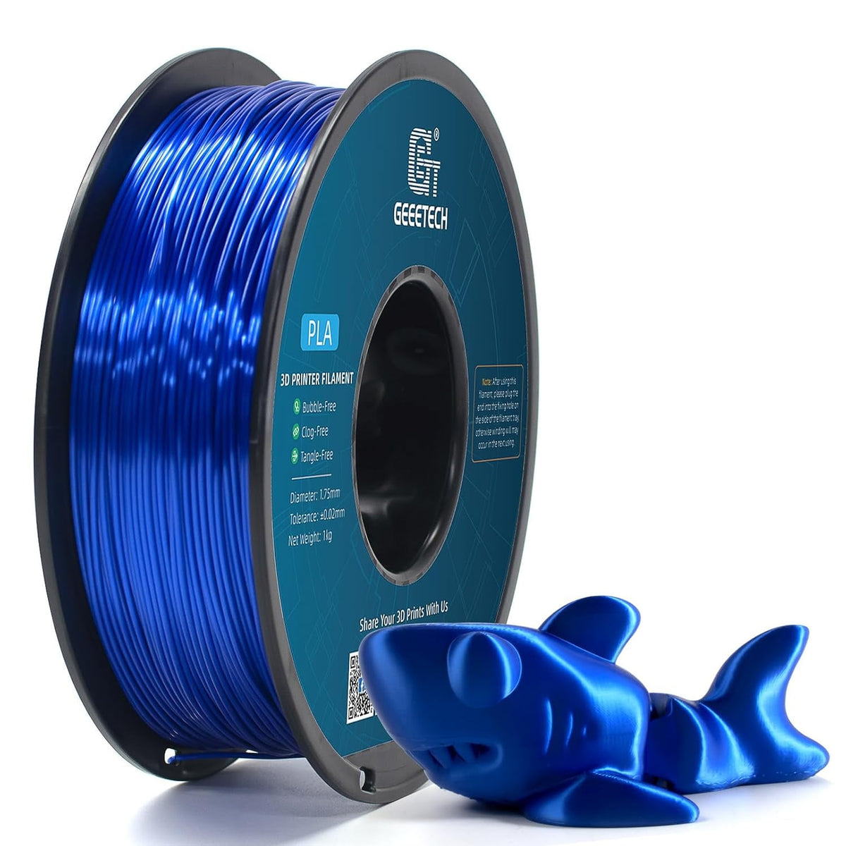 Geeetech 3D Printer PLA Filament Silk Sky Blue Toughness Enhanced Filament with 1.75mm Dimensional Accuracy +/-0.03mm, 1080 Feet per Roll, Vacuum Packaging for Most 3D FDM Printer