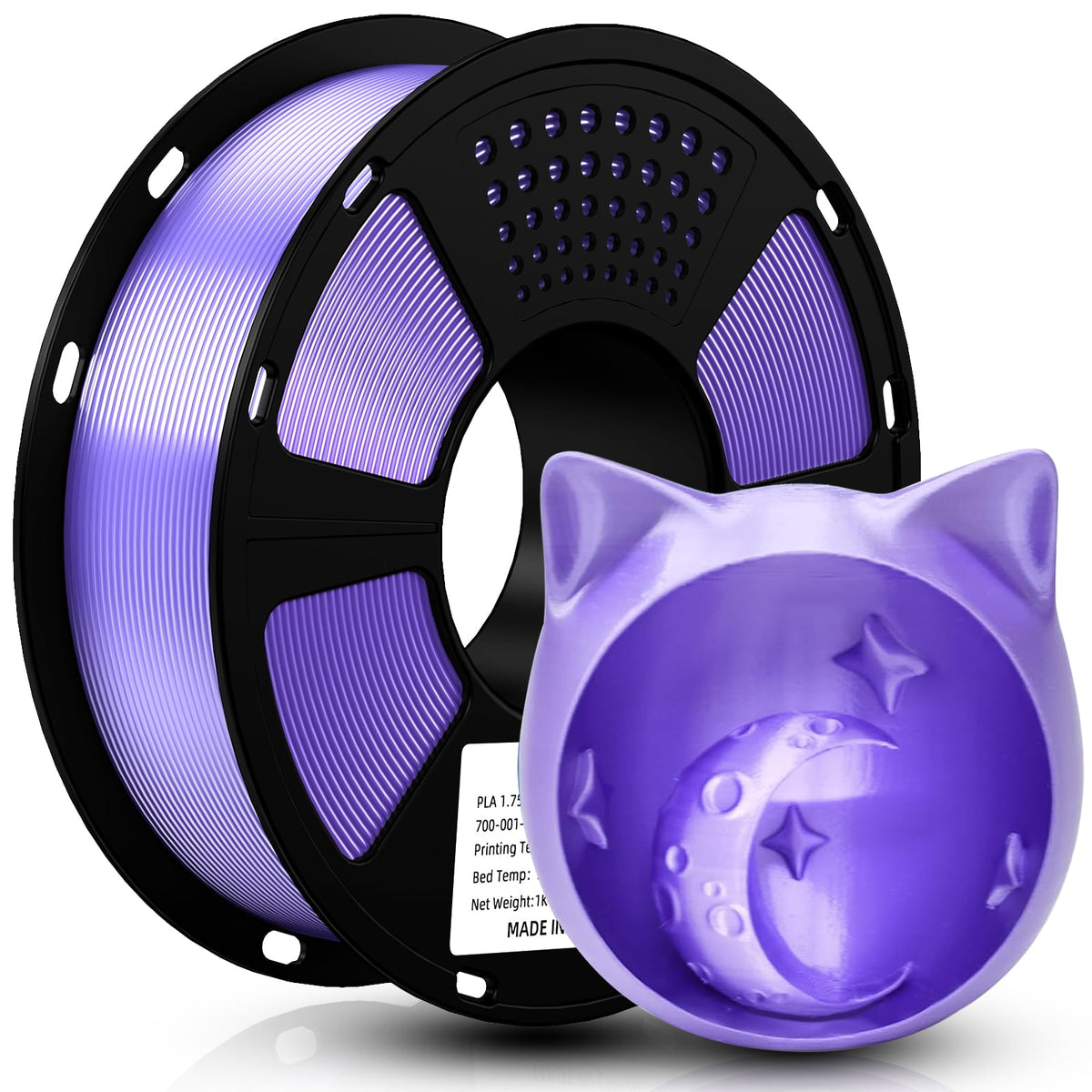 Geeetech 3D Printer Silk Purple PLA Filament 1.75mm 1kg Spool (2.2lbs), Dimensional Accuracy +/- 0.03mm