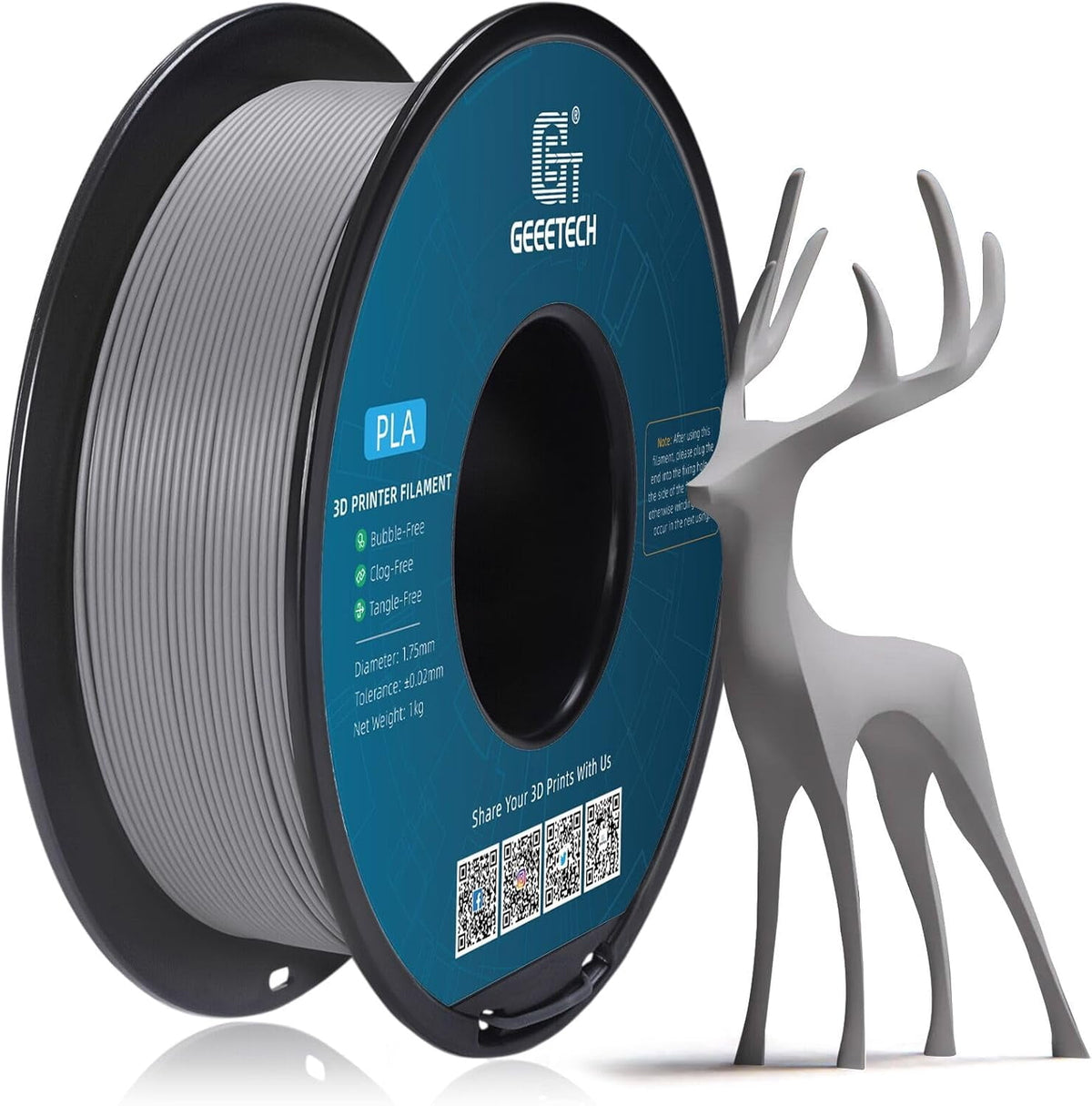 GEEETECH Matte PLA Filament, 1.75mm Matte Black 3D Printer Filament, 1kg Spool (2.2lbs), Dimensional Accuracy +/- 0.03 mm, Fit Most FDM Printer