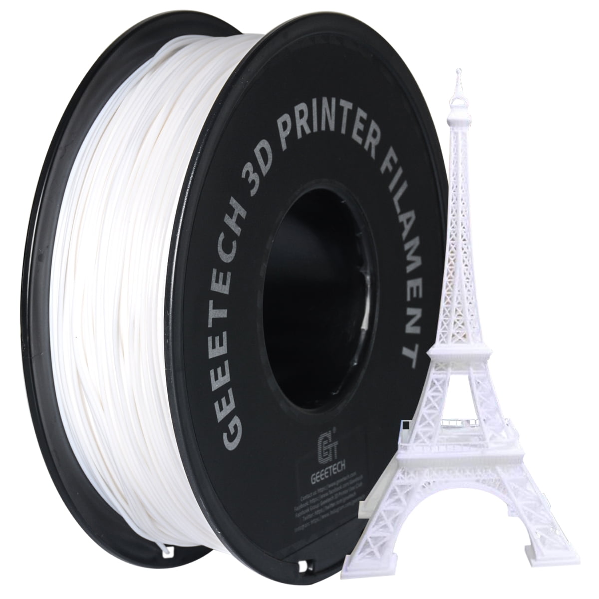 GEEETECH White PLA 3D Printer Filament 1.75mm Toughness Enhanced, Dimensional Accuracy +/-0.03mm, 1kg (2.2lbs) , 1080 Feet （330m）per Roll, Vacuum Packaging, Fit for Most 3D FDM Printer