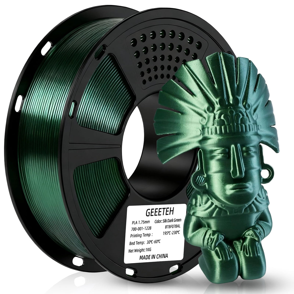 Geeetech 3D Printer PLA Filament Shiny Silk Gold Toughness Enhanced Filament with 1.75mm Dimensional Accuracy +/-0.03mm, 1080 Feet Per Roll, Vacuum Packaging, for Most 3D FDM Printer