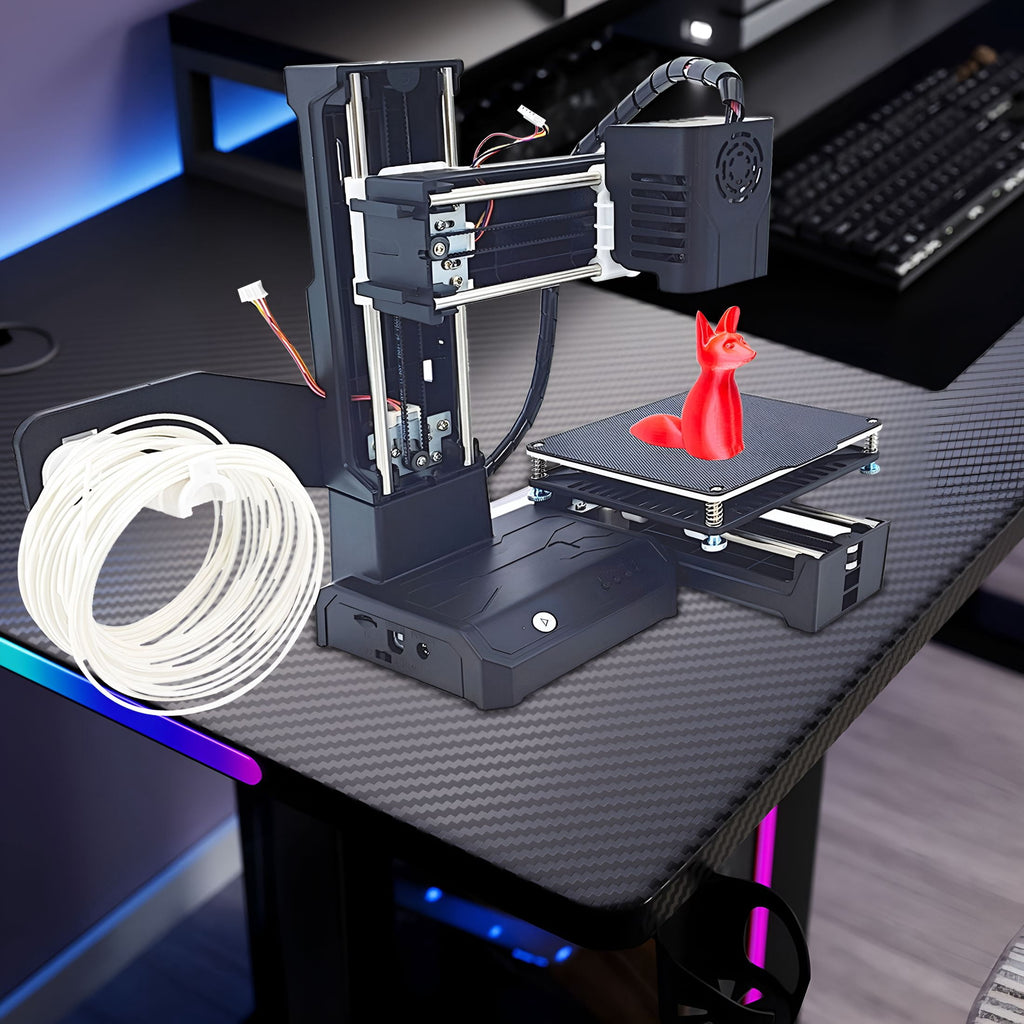 GJX Mini 3D Printer, Fully Assembled Beginner-Friendly Machine with Automatic Leveling, Compact 100X100X100Mm Build Size for Home Education & Student Projects