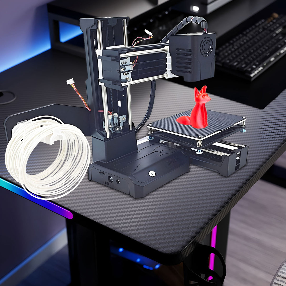 GJX Mini 3D Printer, Fully Assembled Beginner-Friendly Machine with Automatic Leveling, Compact 100X100X100Mm Build Size for Home Education & Student Projects