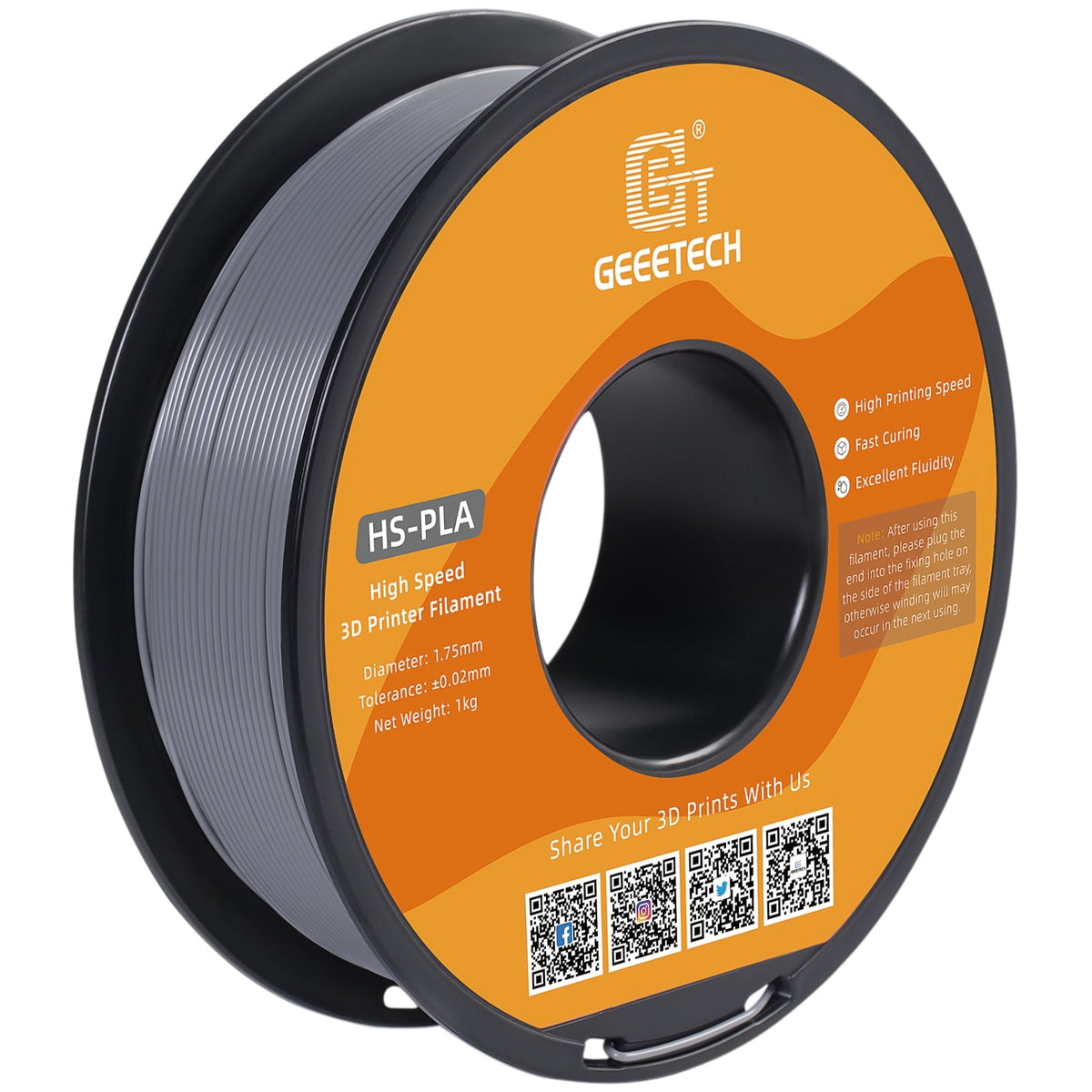 Geeetech 1.75mm PLA 3D Printer Filament, 1kg Spool (2.2lbs), Dimensional Accuracy +/- 0.03mm,yellow