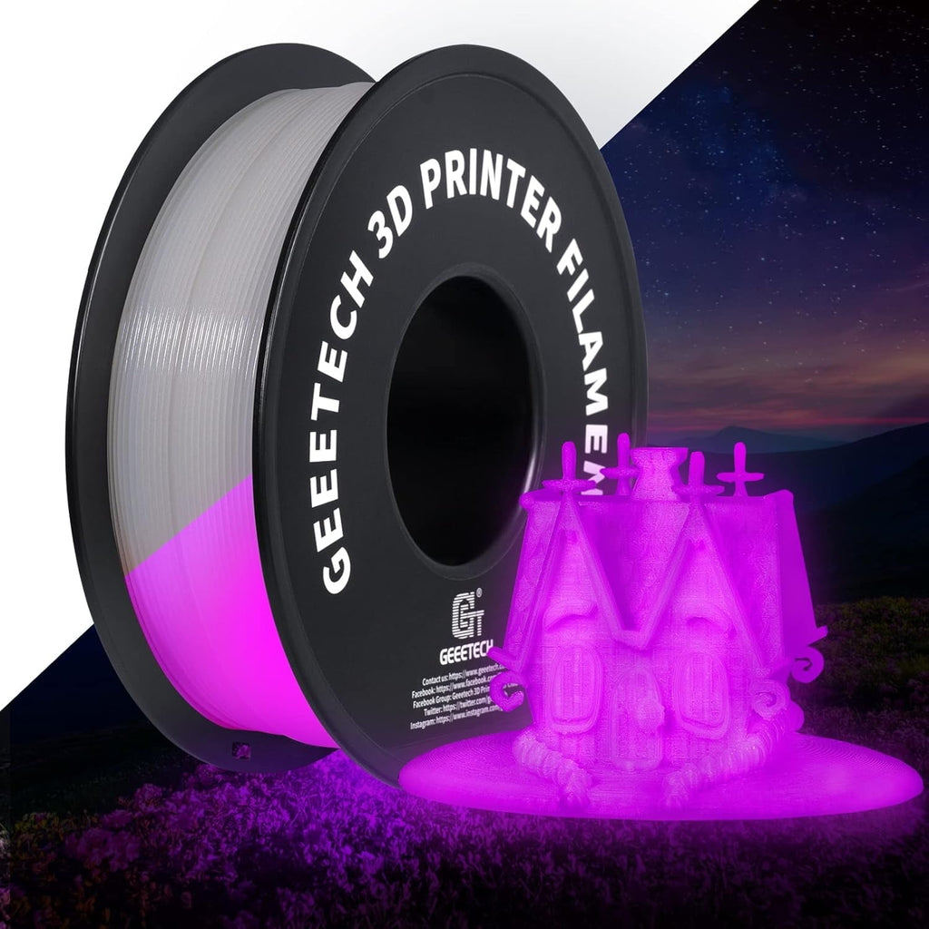 Geeetech 3D Printer Filament, Luminous Multicolor PLA Filament 1.75mm, Accuracy +/- 0.03mm Luminous purple 1kg (2.2lbs)