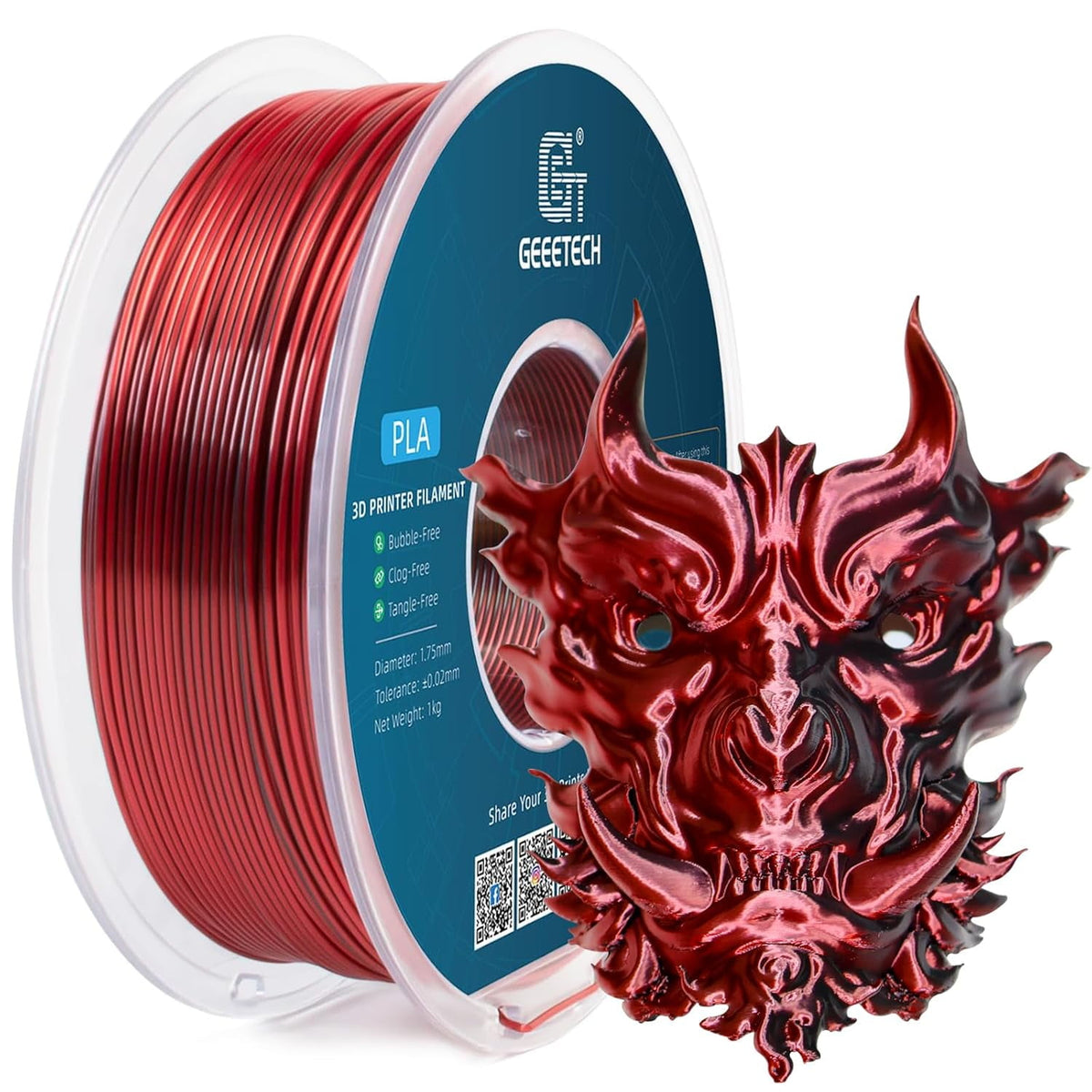 Geeetech Anti-silk type 3D Printer PLA Filament 1KG Toughness Enhanced Filament with 1.75mm Dimensional Accuracy +/-0.03mm, 1080 Feet per Roll, Vacuum Packaging Two-tone gold copper