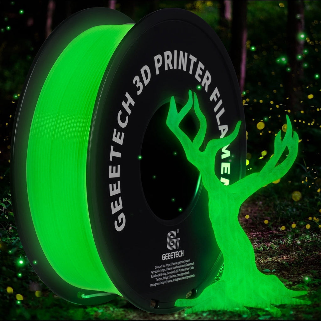 Geeetech Glow in The Dark Green PLA Filament 1.75mm, Dimensional Accuracy +/- 0.03mm, 1kg(2.2lbs) Spool, Fit for Most 3D Printer