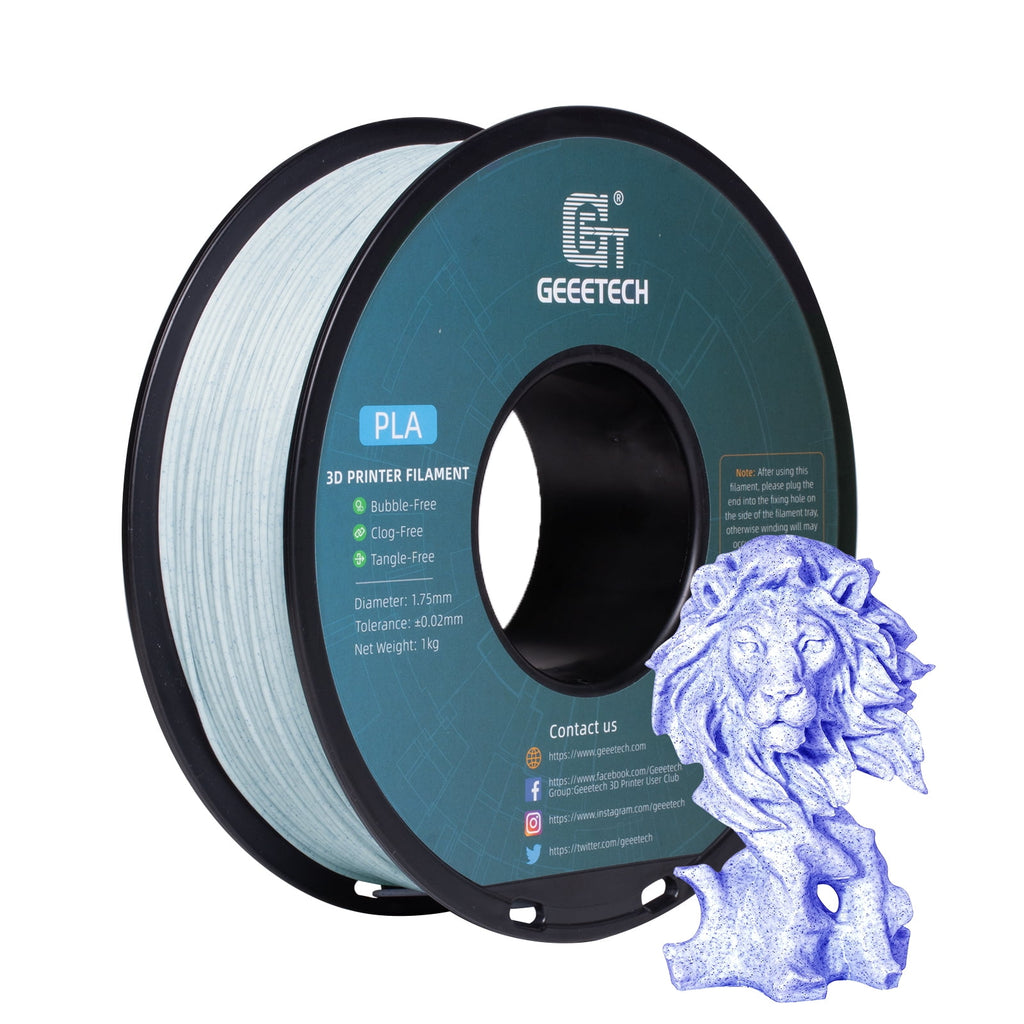 Geeetech Marble blue PLA 3D Printer Filament 1.75mm Toughness Enhanced, Dimensional Accuracy +/-0.03mm, 1kg (2.2lbs) , 1080 Feet （330m）per Roll, Fit for Most 3D FDM Printer