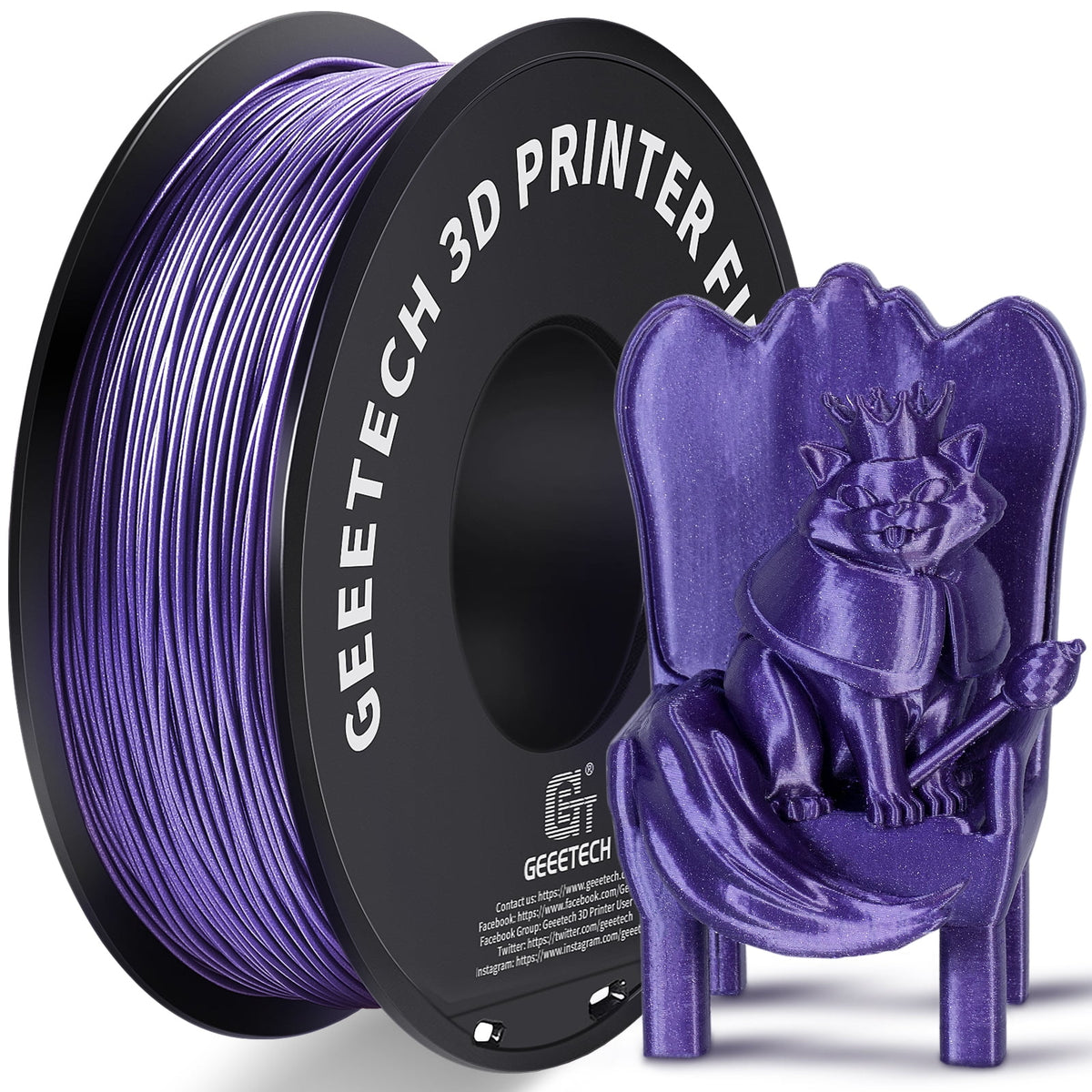 Geeetech PLA 3D Printer Filament, 1.75mm 1kg (2.2lbs) Spool, Dimensional Accuracy +/- 0.03 mm, 3D Printing Glitter Material Filament,Fit for Most FDM 3D Printers (silver)