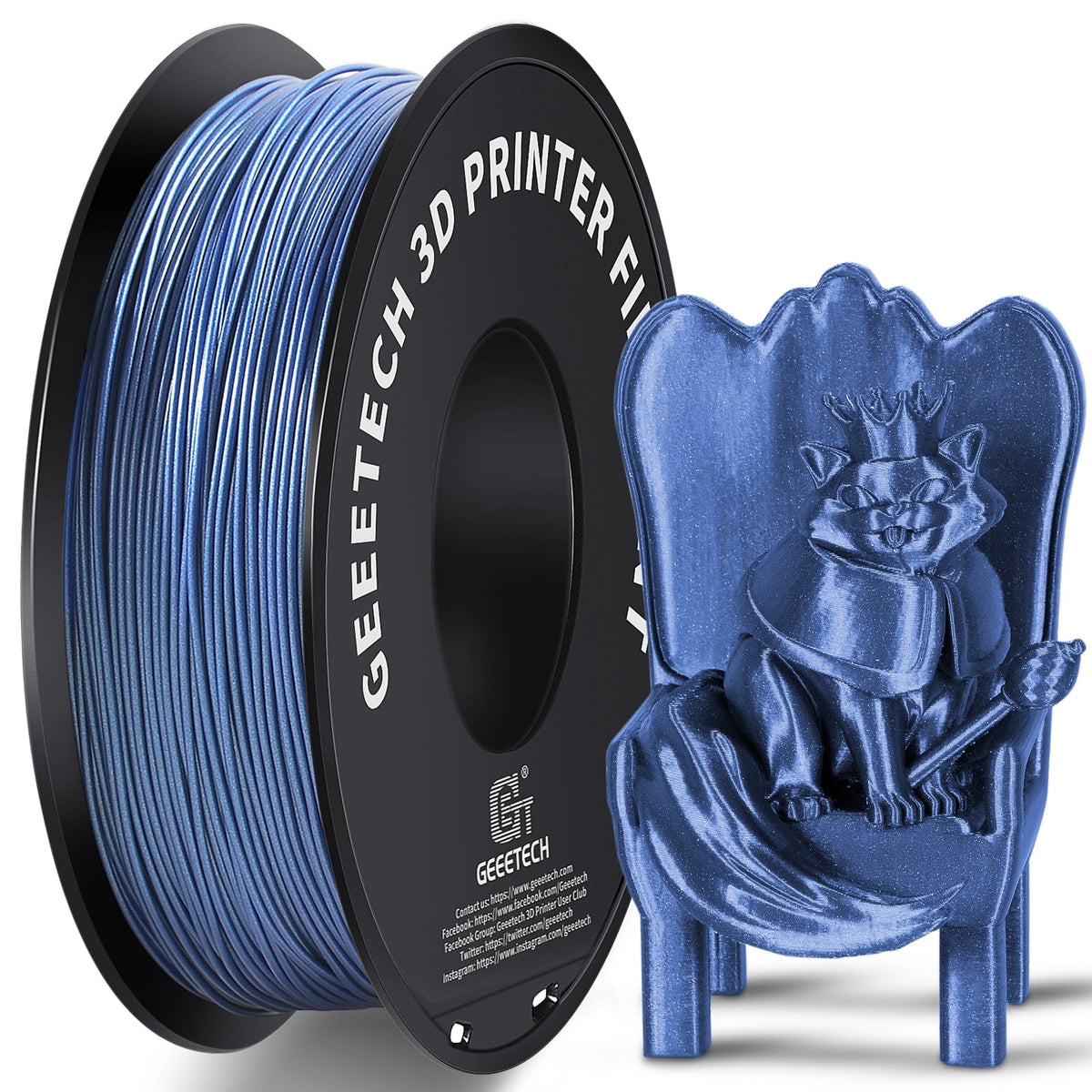 Geeetech PLA 3D Printer Filament, 1.75mm 1kg (2.2lbs) Spool, Dimensional Accuracy +/- 0.03 mm, 3D Printing Glitter Material Filament,Fit for Most FDM 3D Printers (silver)