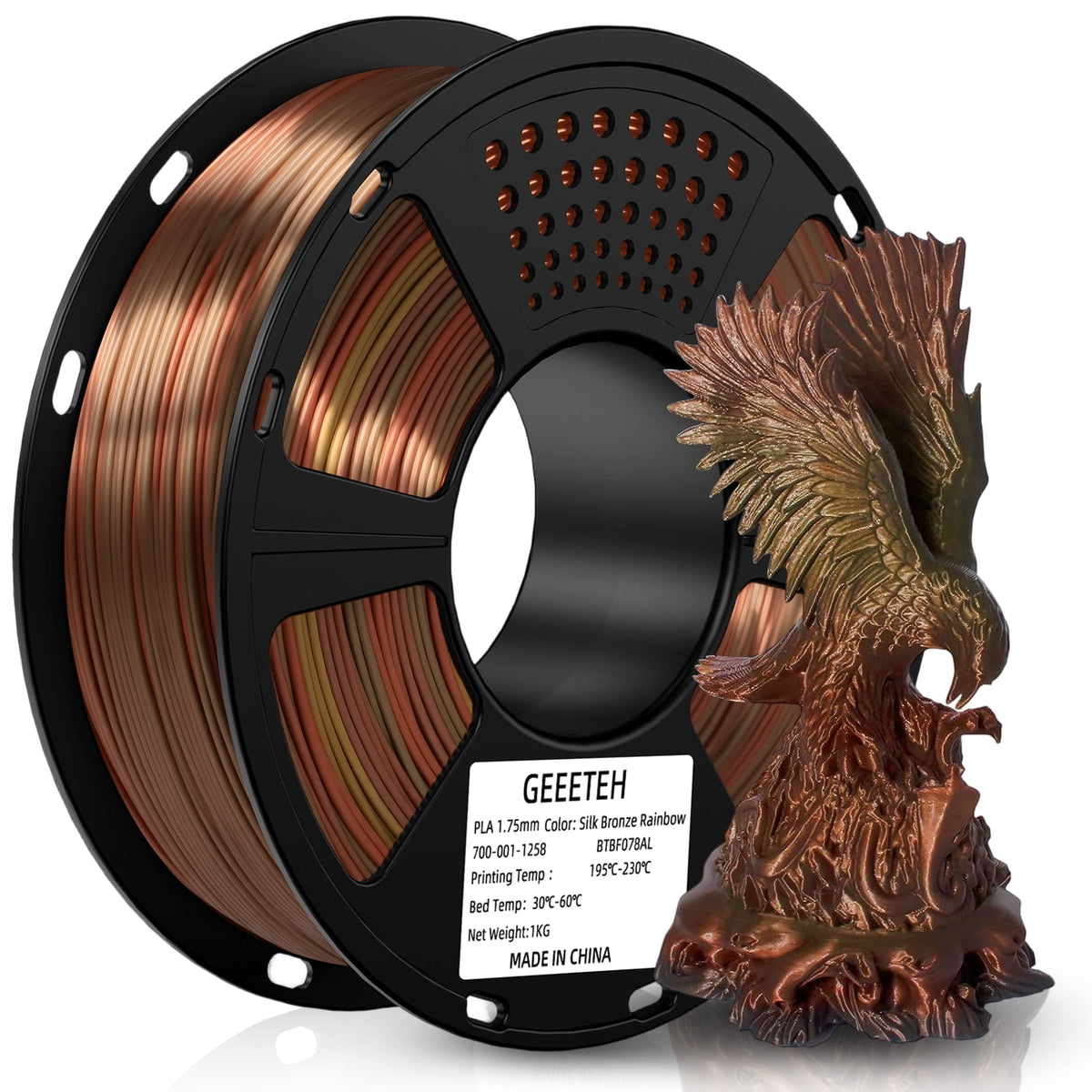Geeetech Silk Yellow 3D Printer PLA Filament 1KG Toughness Enhanced Filament with 1.75mm Dimensional Accuracy +/-0.03mm, 1080 Feet per Roll, Vacuum Packaging